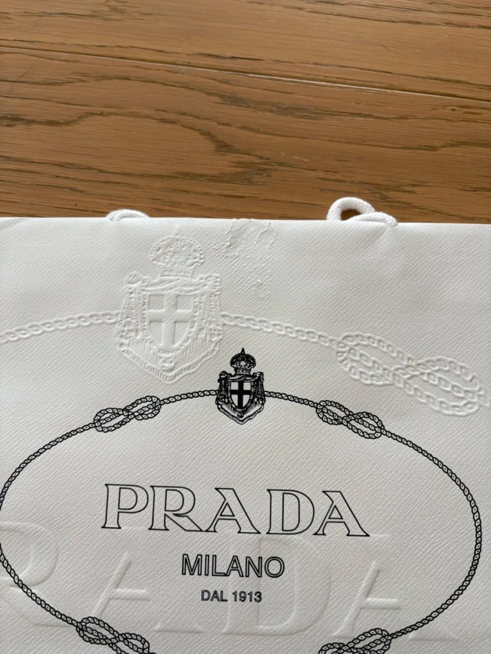 Prada Milano White Embossed Shopping Bag Set